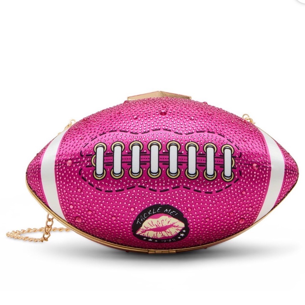 Betsey Johnson Pink Football Clutch Bag